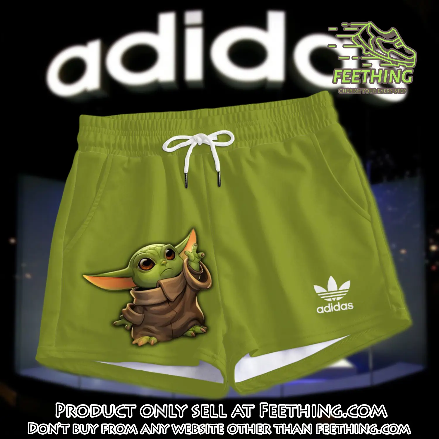 Premium baby yoda in adidas women shorts lady beach shorts wms1076 ft5932604